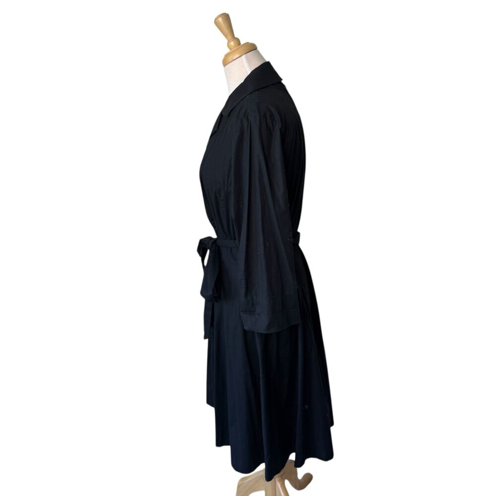 BODEN Belted Button Front V Neck A Line Shirt Dress Black size 14R - Picture 7 of 7